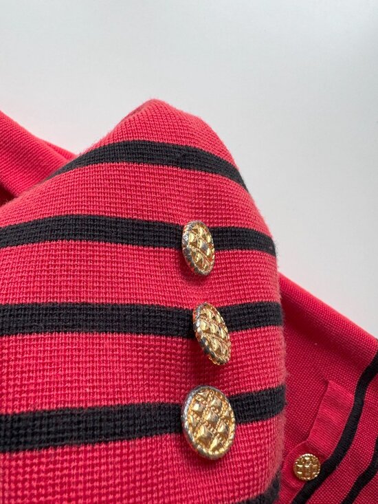 Vintage 00's MEDICI by Gill Harvey Red Acrylic Wool Knit Long Cardigan, Size 14 - Picture 10 of 13